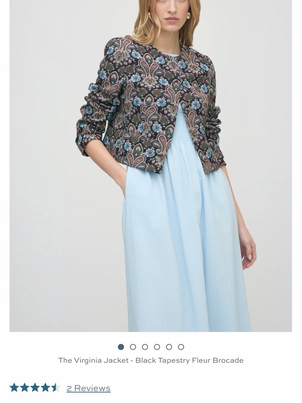 ISO xxs Virginia Jacket — Black Tapestry Floral Brocade